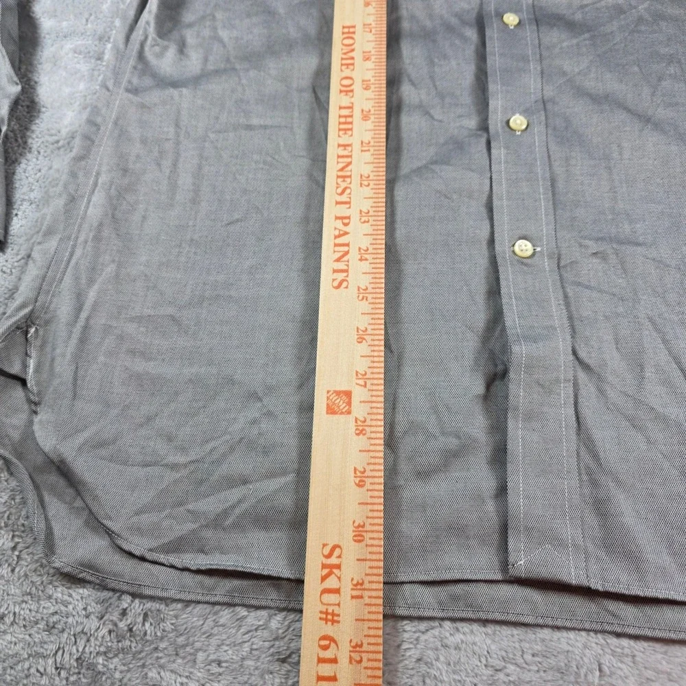 Polo Ralph Lauren Men 16.5 34/35 Grey Button Down Slim Fit Easy Care Micro Check